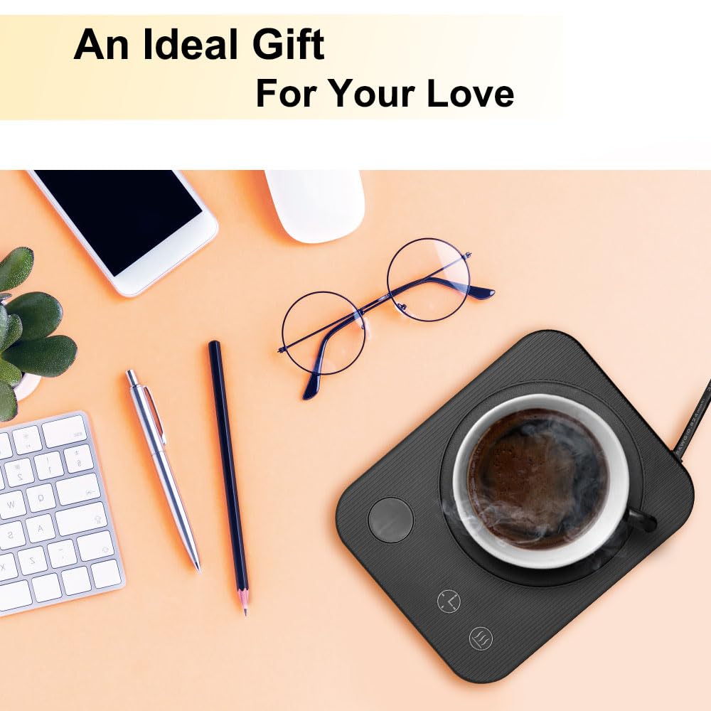 Smart Coffee Mug Warmer, Electric Cup Warmer With Aluminum Metal Panel for Office, Desk Accessories, Beverage Warmer for Cocoa, Milk, for Dad