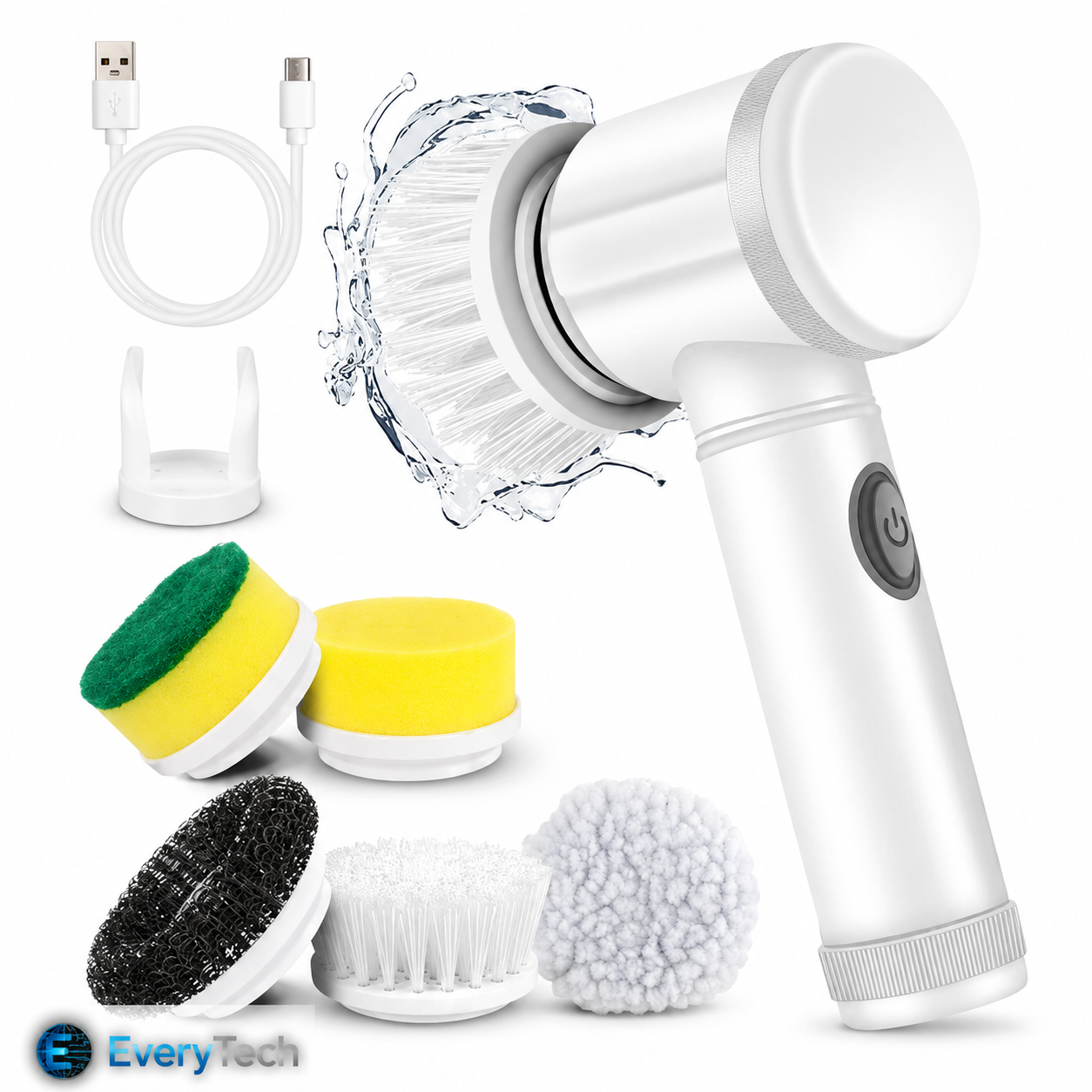 Cordless Electric Spin Scrubber – 5 Interchangeable Brush Heads