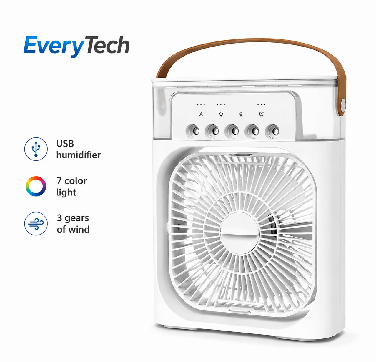3-in-1 Mini Air Cooler Fan – Portable Humidifier & LED Night Light