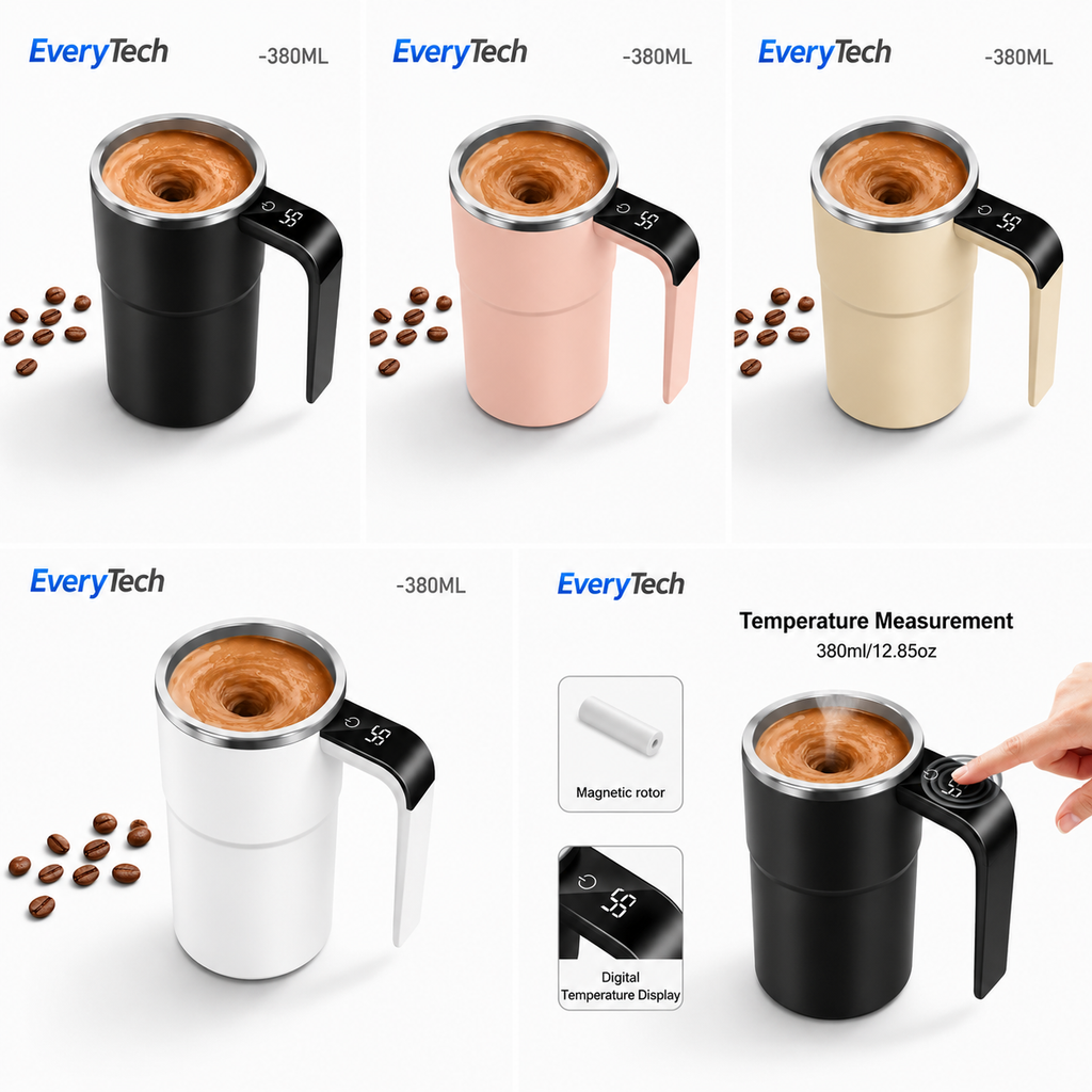 380ML Mini Electric Coffee Self Mixing Mug IP67 Waterproof Food Safe Coffee Mug USB Rechargeable Automatic Magnetic Cup For Tea