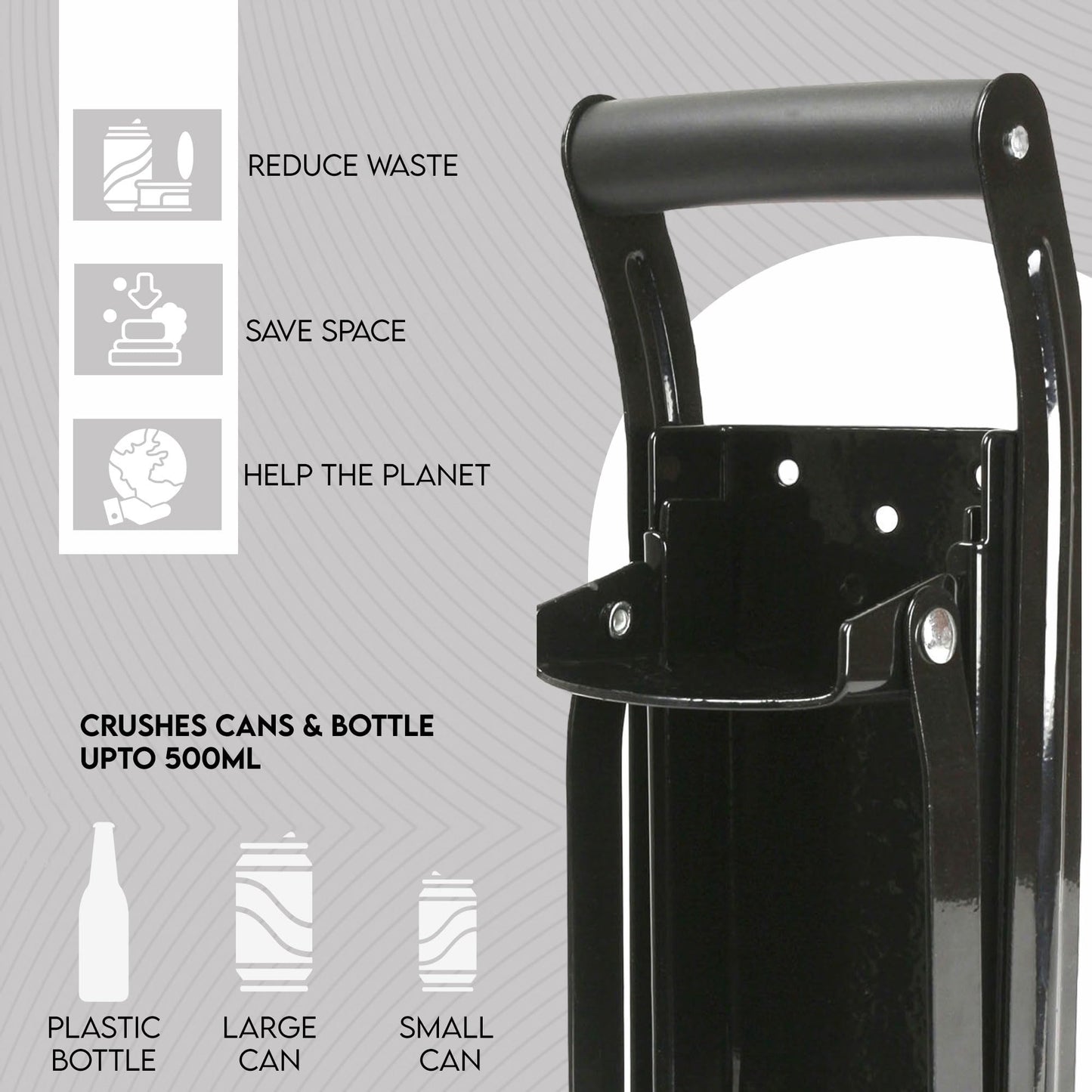 LKH Can Crusher & Bottle Opener - Soda Beer Can Crushers for Recycling, Wall Mounted with Soft Grip Handle, Built-in Tin Opener 2-in-1 Heavy Duty Tool for Bottles, Tins & More (Blue)