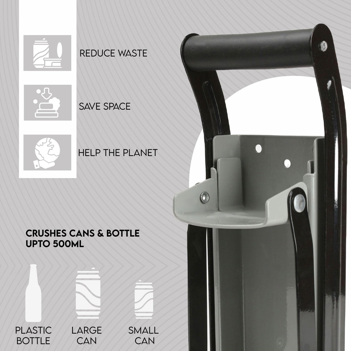 LKH Can Crusher & Bottle Opener - Soda Beer Can Crushers for Recycling, Wall Mounted with Soft Grip Handle, Built-in Tin Opener 2-in-1 Heavy Duty Tool for Bottles, Tins & More (Blue)