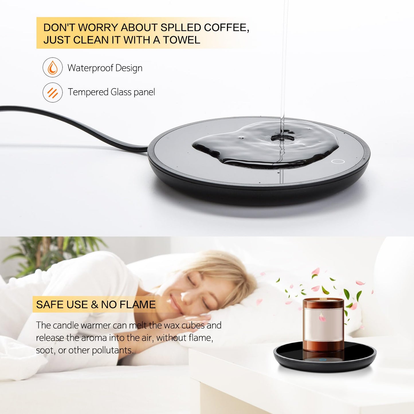 Smart Coffee Mug Warmer, Electric Cup Warmer With Aluminum Metal Panel for Office, Desk Accessories, Beverage Warmer for Cocoa, Milk, for Dad