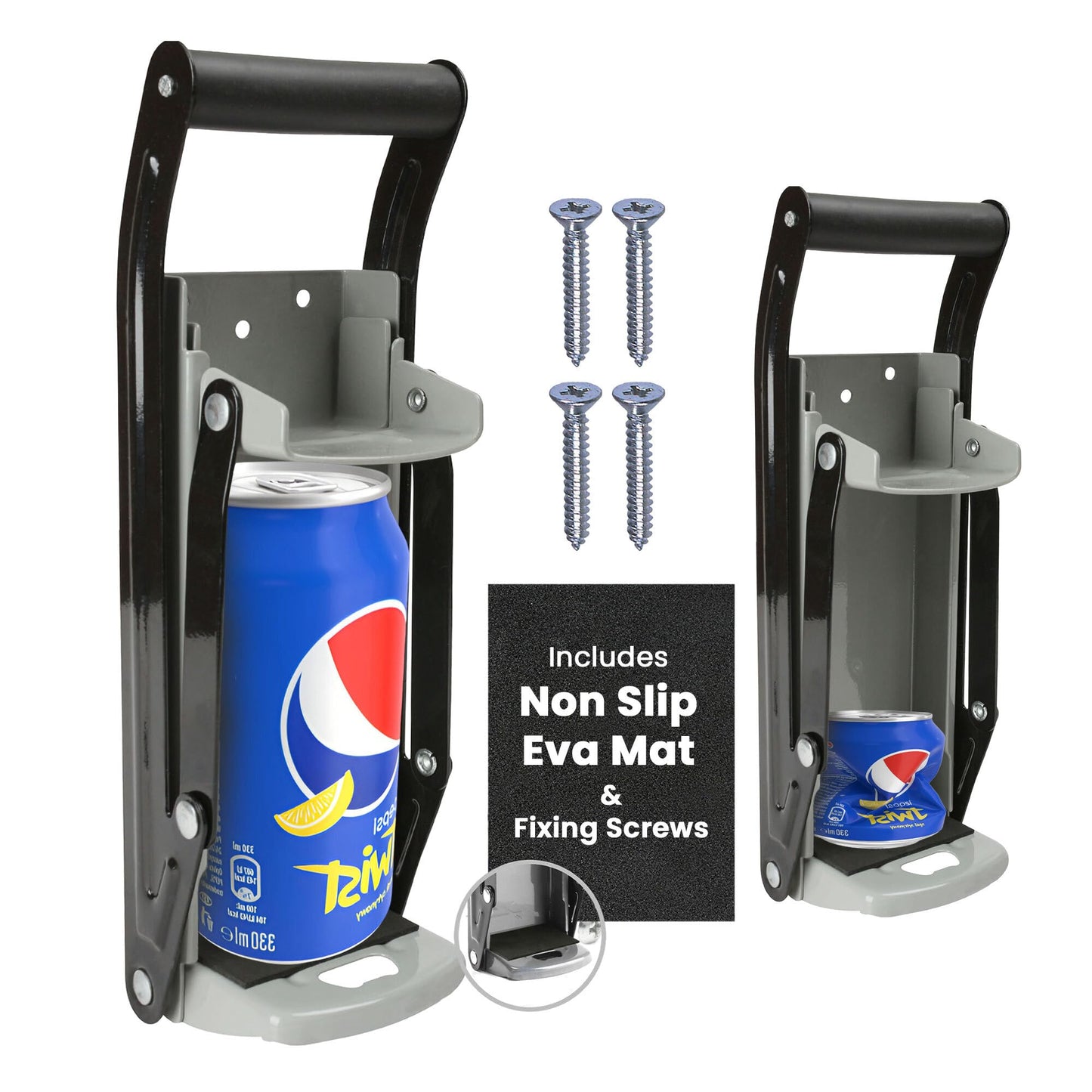 LKH Can Crusher & Bottle Opener - Soda Beer Can Crushers for Recycling, Wall Mounted with Soft Grip Handle, Built-in Tin Opener 2-in-1 Heavy Duty Tool for Bottles, Tins & More (Blue)