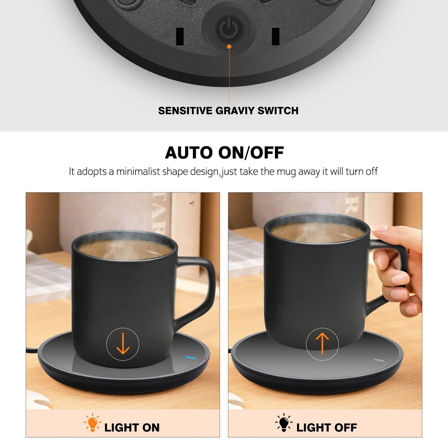 Smart Coffee Mug Warmer, Electric Cup Warmer With Aluminum Metal Panel for Office, Desk Accessories, Beverage Warmer for Cocoa, Milk, for Dad