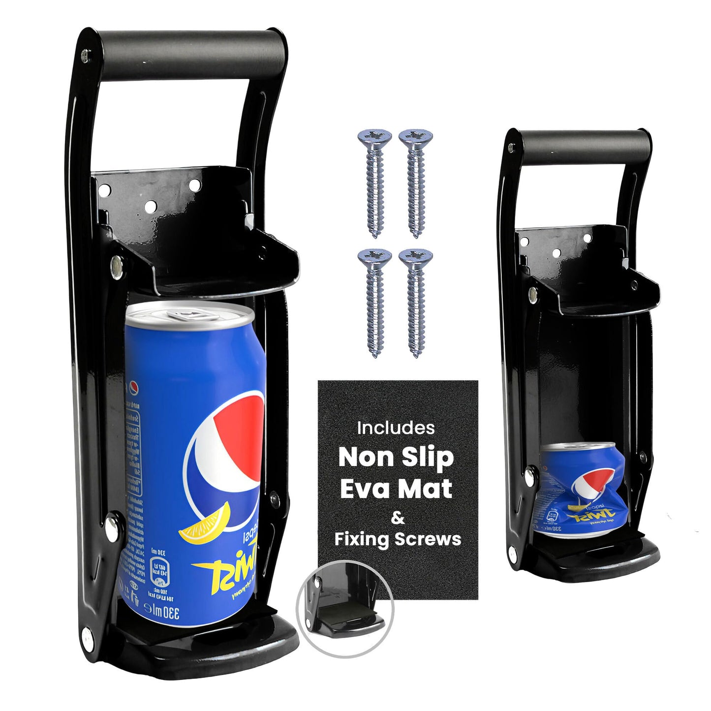 LKH Can Crusher & Bottle Opener - Soda Beer Can Crushers for Recycling, Wall Mounted with Soft Grip Handle, Built-in Tin Opener 2-in-1 Heavy Duty Tool for Bottles, Tins & More (Blue)