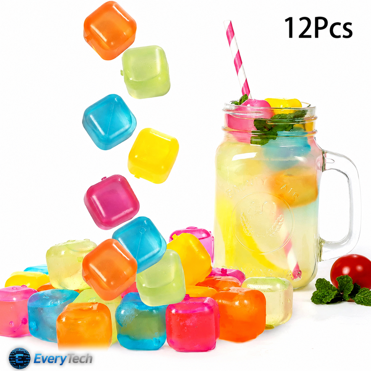 12Pcs/Set Whisky Reusable Ice Cube The Summer Wear-resistant Rocks Whiskey Cubes Plastic Accessories