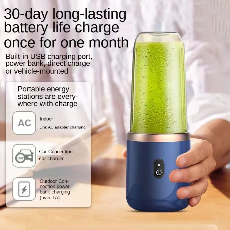 Portable Personal Blender – USB Rechargeable, 6-Blade Juicer Cup