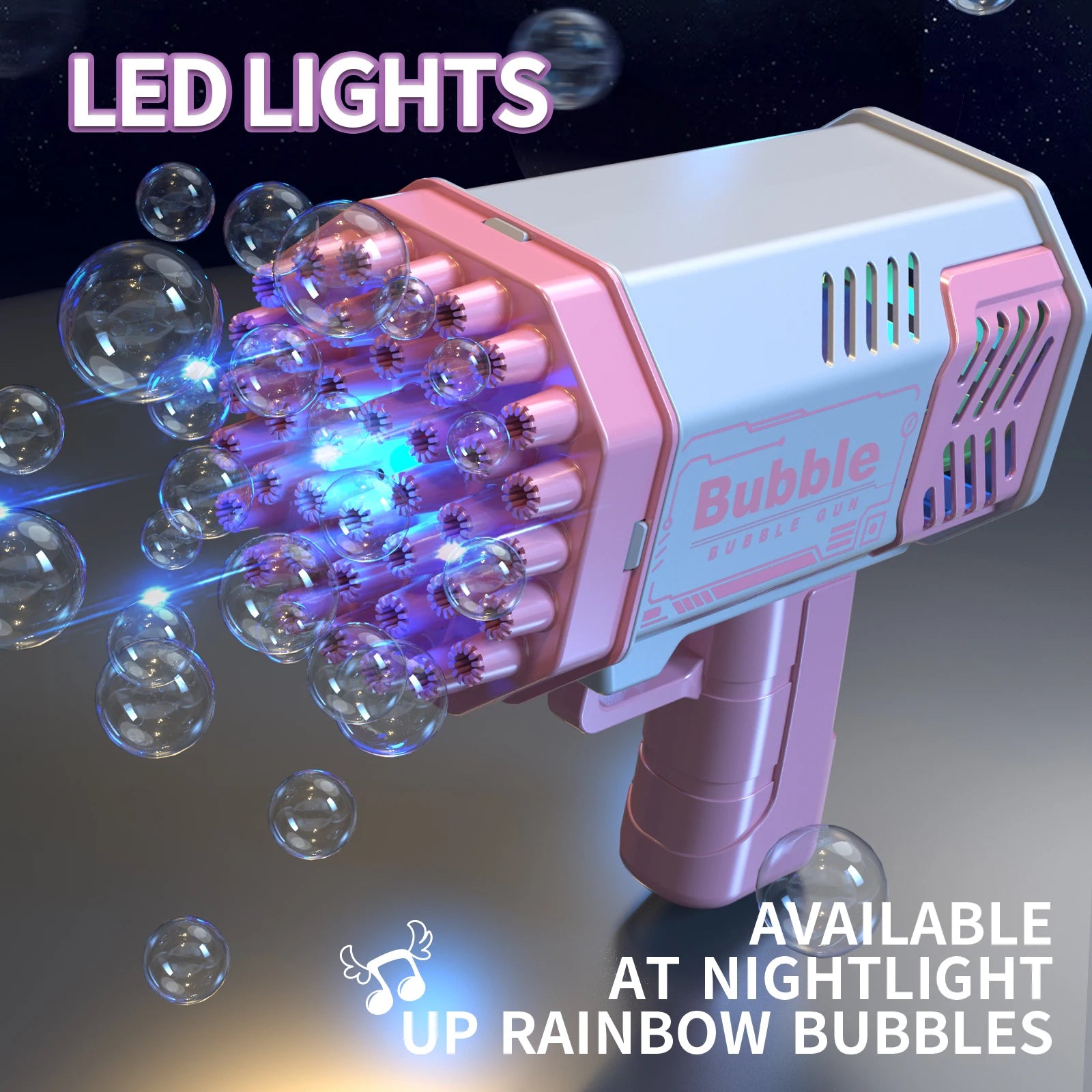 40-Hole Automatic Bubble Machine with LED Lights