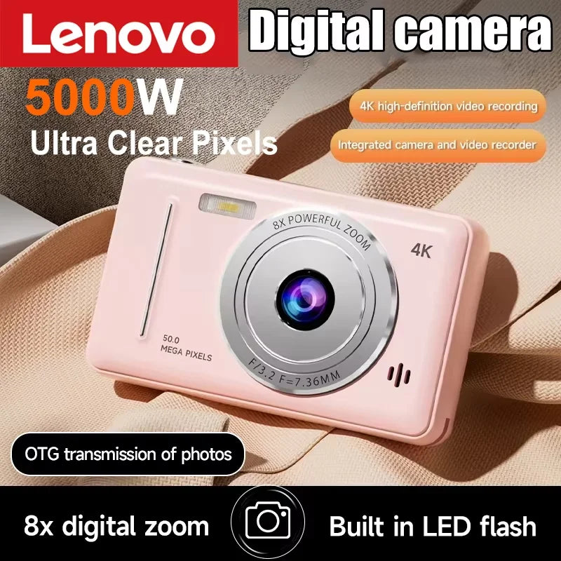Lenovo 4K Retro CCD Digital Camera – 50MP, Auto Focus