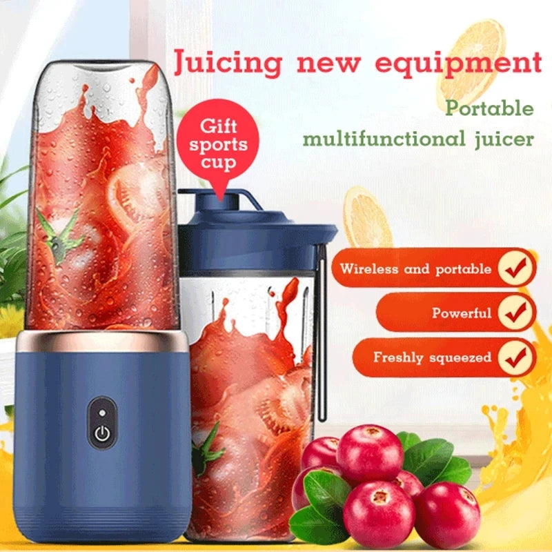 Portable Personal Blender – USB Rechargeable, 6-Blade Juicer Cup