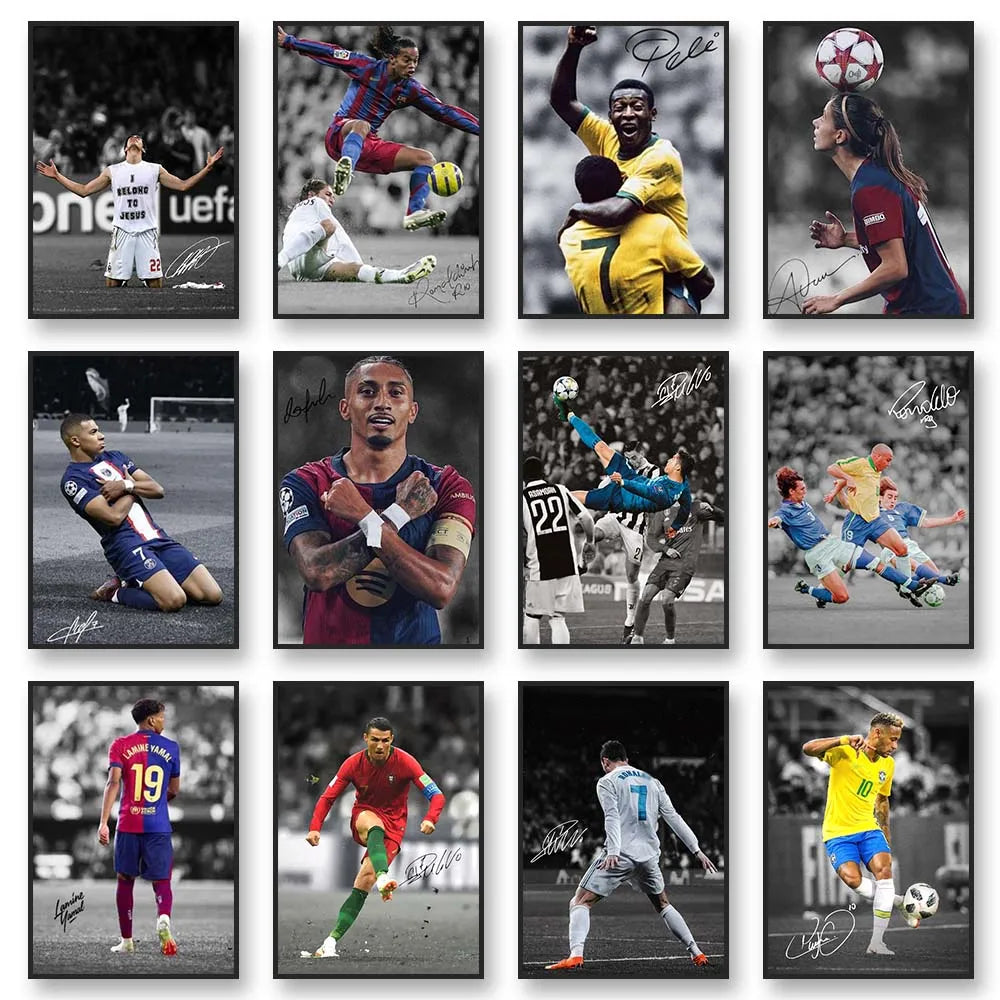 Football Star Canvas Wall Art Poster – Unframed Sports Print