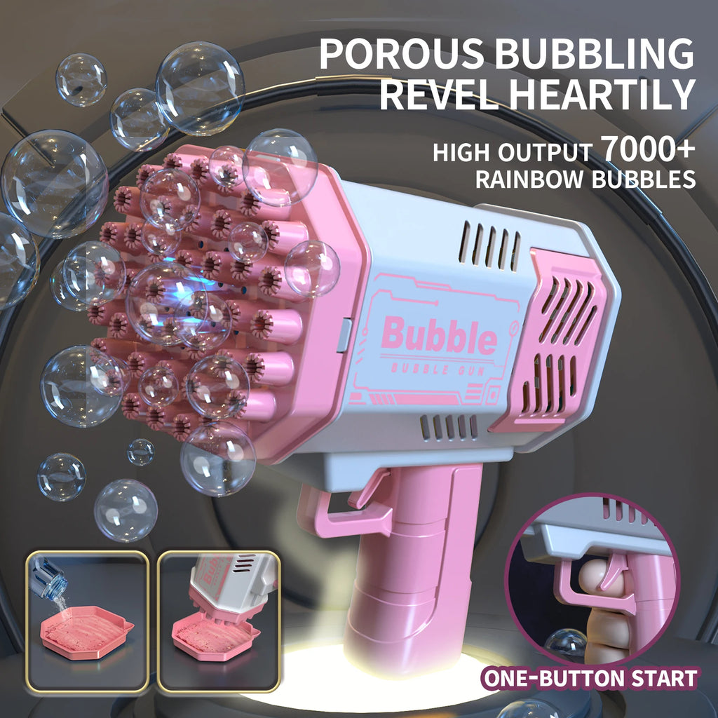 40-Hole Automatic Bubble Machine with LED Lights