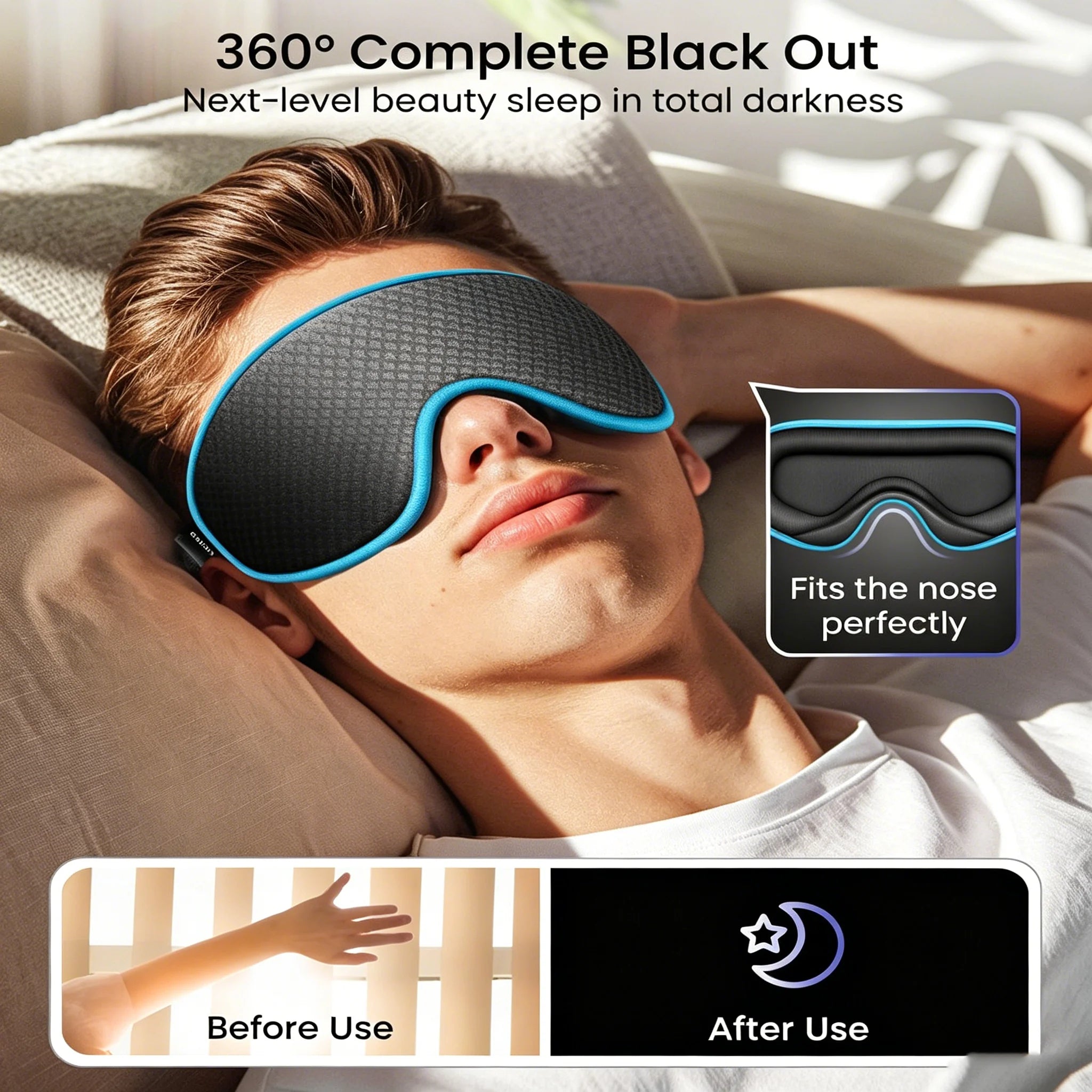 3D Weighted Eye Sleep Mask – Blackout Blindfold for Women & Men