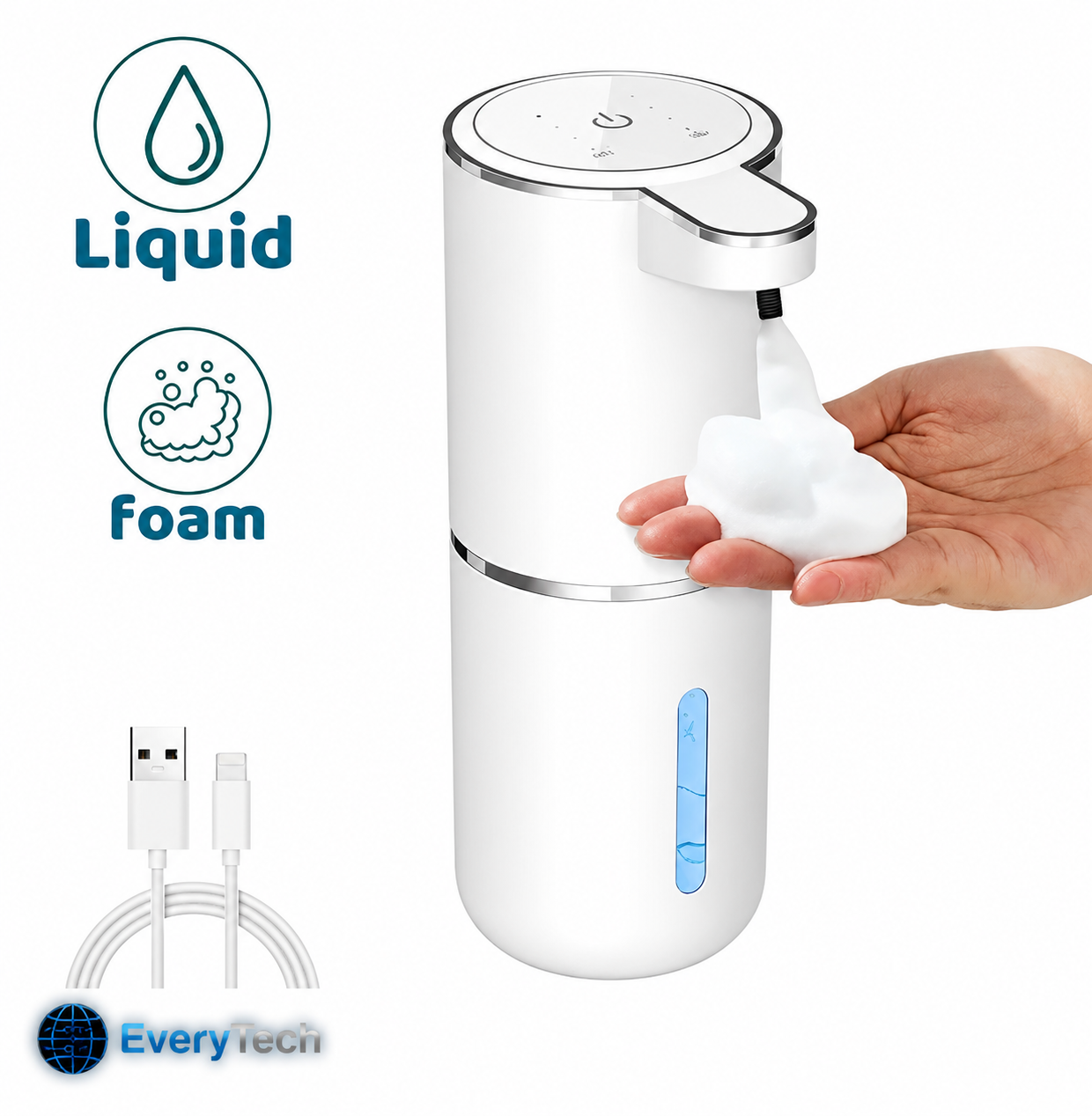 Automatic Liquid/Foma Soap Dispenser, Touchless Electric Dispenser, USB Rechargeable with Infrared Sensor for Bathroom,Kitchen